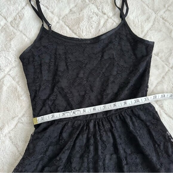 Asos | Black Lace Midi Spaghetti Strap Skater Dress | Size 4 - Picture 8 of 8